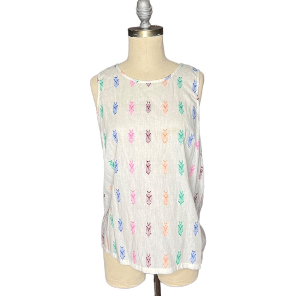 J. Crew Colorful Embroidered Tank Top size 6